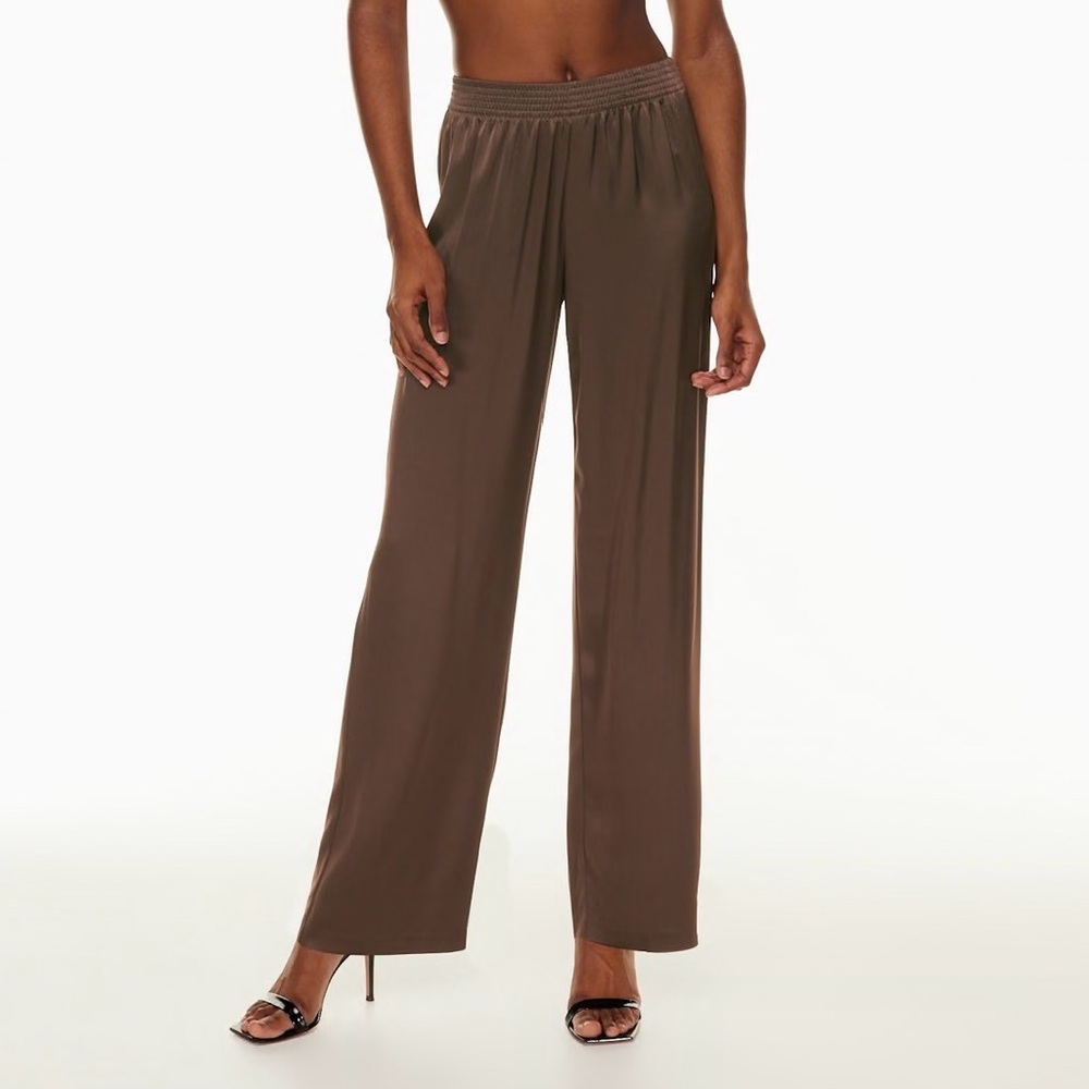 IN SEARCH OF: BABATON SILK/SATIN TRIBUTE PANT, MEDIUM BROWN